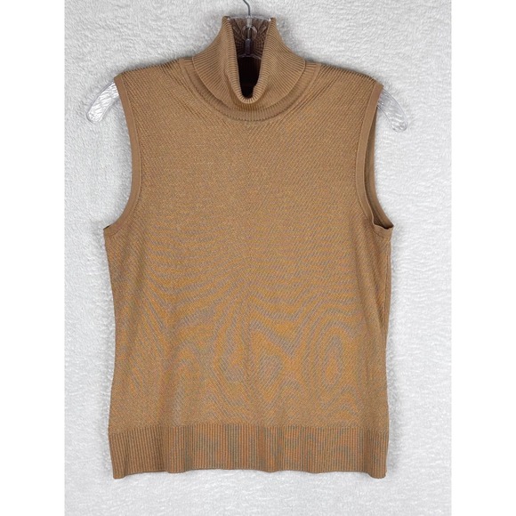 Caslon Knit Turtleneck Vest Sleeveless Chevron Pattern Sweater Tank Top Small - Picture 1 of 10